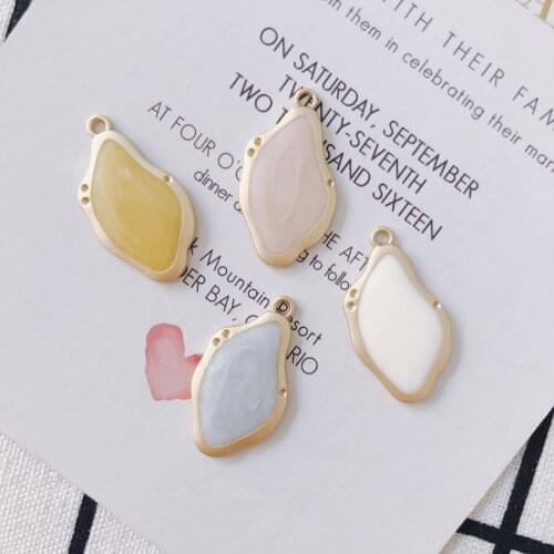 Enamel Alloy Geometry Necklace Pendants 10pcs 28*15mm Gold Tone Plated Oil Drop Fashion Earring FLoating Charms Ornaments DIY