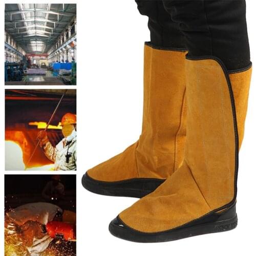 Durable Leather Foot Protector Flame Retardant Welding Spats Safety Boot Abrasion Flame Resistant Foot Safety Protection Welder