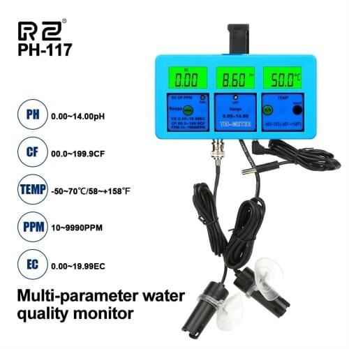 RZ PH/EC Meter Monitor Detector Aquarium Digital Multifunction Water Quality Tester For Swimming Pool Acidity Meter PH Monitor