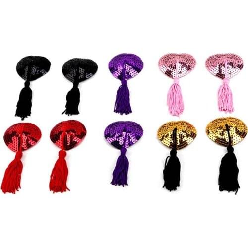 Sex Toys Sexy Pasties Stickers Nipple Covers With Tassels Heart Shape Chest Pads Breast Nipple Clamps Bdsm Exotic Accessories