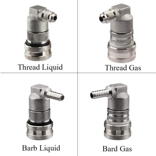 Stainless Steel Ball Lock Disconnect Homebrew Beer Keg Quick Connector Corny Keg Dispenser Gas/Liquid 1/4"Barb & 1/4"MFL