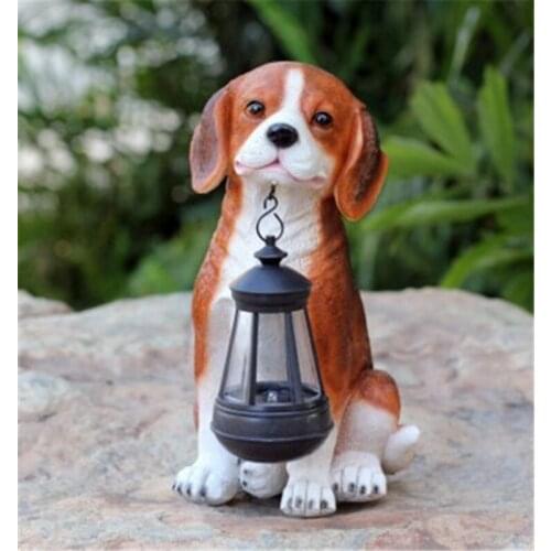 Solar Dog Bright White LED Outdoor Garden Decoration Lantern Light Path Post Landscape Lamp