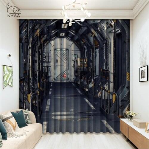 Sci Fi Space Station Corridor Curtaints Game Of Window Curtain And Gate Kitchen Window Blackout Kitchen Curtain Micro Shading