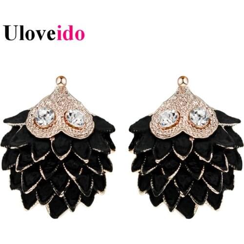 Uloveido Fashion Cute Anime Hedgehog Zircon Earrings for Women Rose Gold Color Earring Boucles D'oreille Gift Pendientes HYE254