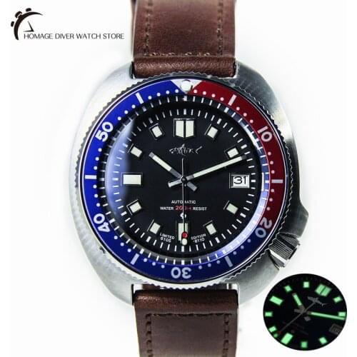 HEIMDALLR Sharkey Vintage Mechanical Watch Luminous Dial Sapphire NH35A Automatic Movement Watch 200M Waterproof Diver Watches