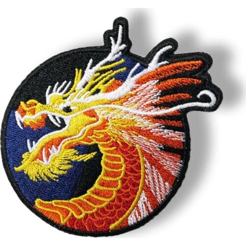 Oriental Chinese Dragon Embroidery Patches Wholesale Quality Applique Animal Kind Cool Biker Patch For Jacket Jeans Bag Iron on