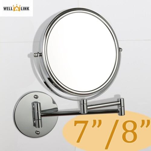 WELLLINK 7"/8" Wall-mounted Makeup Mirror Foldable Double Sided 3X Magnifying 360deg Rotating Bathroom Vanity Cosmetic Shaving