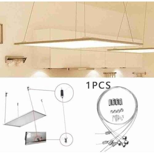 1m Steel Wires Screws Suspension Mounting Wire Kit Lights Panel Hanging Wire Adjustable Rope Lamp Led For Ceiling Accessories
