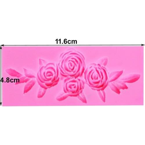 DIY Rose With Leaf Shape Silica Gel Mold Chocolate Fudge Baking Tool Cupcake Lace Decoration Molds Pastry Baking Appliance