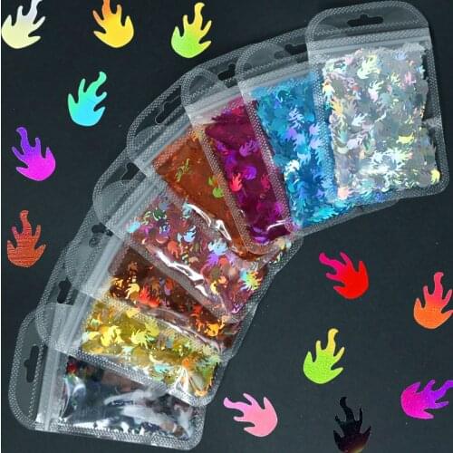 1Bag Holographic Heart/Flame Nail Glitter Flakes Shining Sequins For Nail Art Paillette Manicure 3D DIY Nail Art Decorations 5g