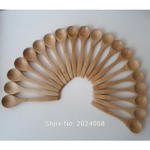 10Pcs/Set 5.1inch Wooden Spoon Ecofriendly Tableware Bamboo Scoop Coffee Honey Tea Spoon Stirrer JS2