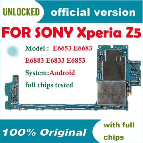 100% Tested Full Work Original Unlocked Mainboard Motherboard flex Circuits Cable For Sony Xperia Z5 Single-SIM E6883 E6653
