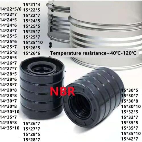 2pcs TC-14/15*21/22/24/25/26/27/28/30/35*4/5/6/7/8/10mm NBR skeleton shaft oil seal spring double lips