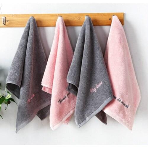 2pcs/lot Cotton Face Towels Thick Gray Letter Embroidered 35x75cm Soft Couple Adults Kids Towel Absorbent Bathroom Towel