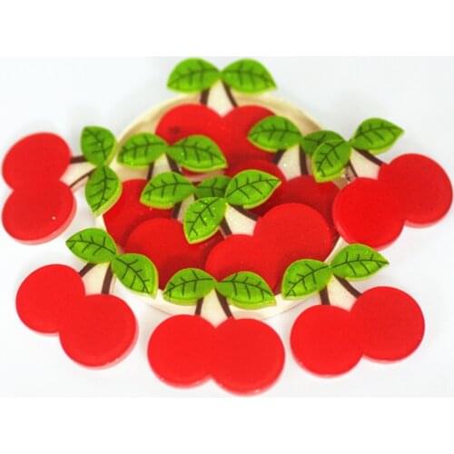27mm Flatback Glitter Cherry,Fruit Planar Slice,Resin Cabochons,Resin Miniatures,Home D.I.Y Supplies