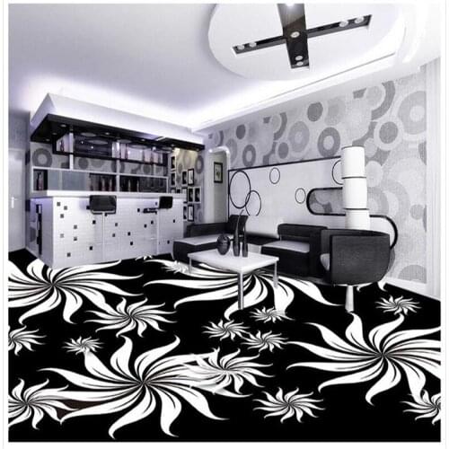 Beibehang Floor wallpaper 3d for bathrooms self-adhesive 3D floor PVC waterproof floor Black and white artistic pattern