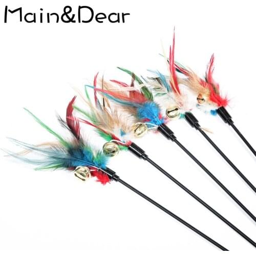 5pcs Cat Toy Feather Bells Funny Cat Stick Elastic Bold Plastic Rod Cat Stick Cat Toy Multicolor Feather Funny Cat Training Toy