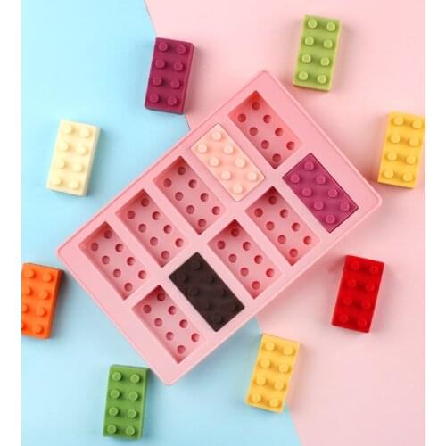 6 even Building Block Puzzle Chocolate Mould 18.9x12cm Ice Cream DIY Block Ice Cube Tray Building Bricks Jelly Cake Mould