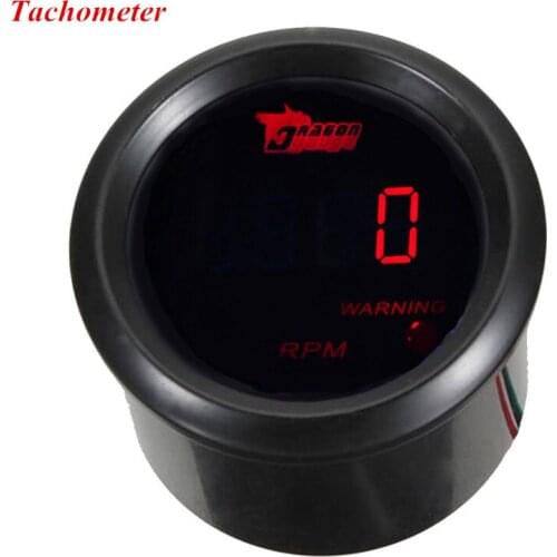 EE support Car Accessories Universal Digital Clocks Black Cover Red LED 2" 52mm Tacho Gauge Tachometer RPM