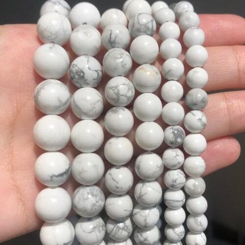 Natural Stone White Howlite Turquoises Beads Round Loose Spacer Bead For Jewelry Making Diy Bracelet Accessory 4/6/8/10/12mm