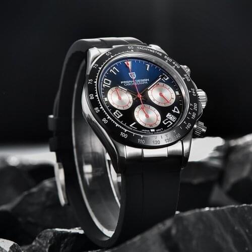 2021 New PAGANI DESIGN Mens Watches Men Top Brand Automatic Date Wristwatch Silica gel Waterproof 100M Chronograph Clock Gift