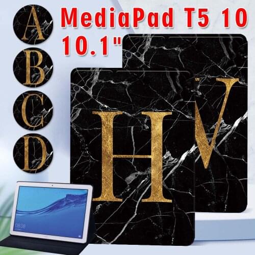 PU Leather Tablet Case for Huawei MediaPad T5 10 AGS2-W09/L09/L03/W19 10.1" Drop Resistance Full Protection Cover+ Pen
