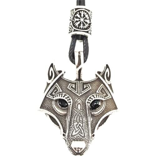Black Eye Wolf Amulet Odin Vegvisir Valknut Trinity Compass Symbols Runes Bead Charm Viking Necklace Talisman Jewelry Dropship