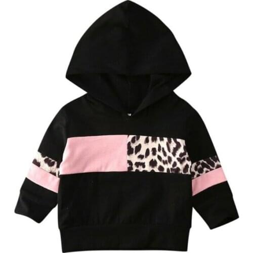 Kids Hoodies Leopard Sweatshirts Baby Boys Hoodies Clothes T Shirt Patchwork Children Cute Sweatshirt Toddler Girl
