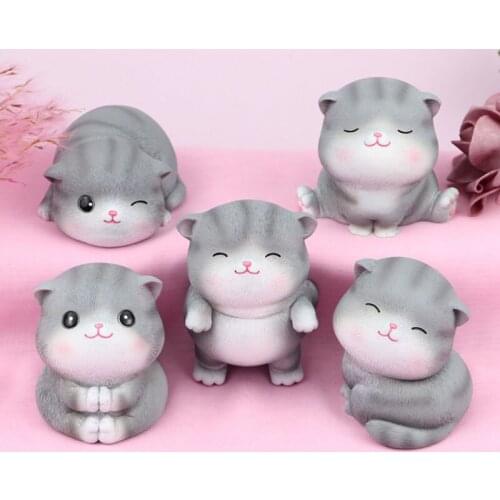 1 Piece Cartoon Resin Lovely Cat Kitty Model Small Statue Car Figurine Crafts Garden Figure Ornament DIY Miniatures Home Decor