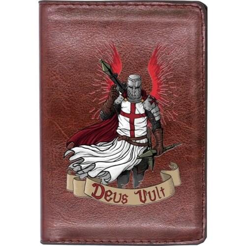 High Quality Leather Knights Templar Deus Unit Printing Travel Passport Cover ID Credit Card Case