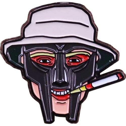 Metal face S. Thompson pin new MF Doom inspired hip hop fans accessory