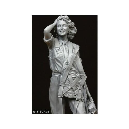 1/16 Scale Models WW2 British Female Pilot WWII Figure Resin Unpainted Model Kit Diorama Handmade DIY Fun Gift