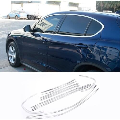 Aluminum Alloy Door Side Window Molding Trim Frame For Alfa Romeo Stelvio 2017 2018 2019 Car Styling Accessories