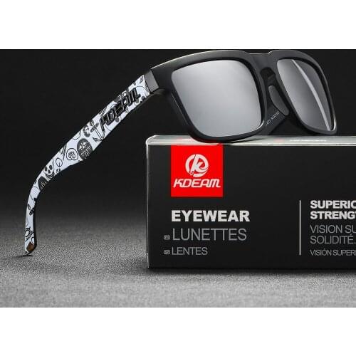 Colorful New men Square Sunglasses HD Polarized sports Sun Glasses Reflective Coating Mirrored lens KDEAM With soft Nose Pad