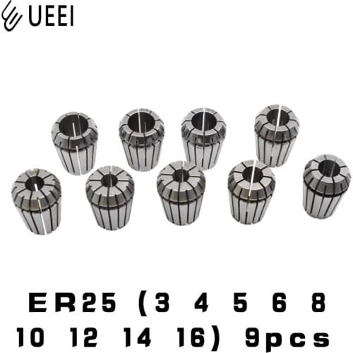 9pcs ER25 3 4 5 6 8 10 12 14 16MM Spring Collet High Precision Collet Set For CNC Engraving Machine Lathe Mill Tool