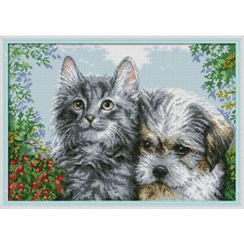 Kitten and puppy Diamond painting cross stitch kit Square Round Drill stitching embroidery DIY handmade needlework