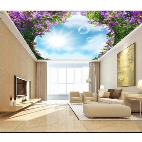 Custom ceiling wallpaper for walls 3 d zenith mural wallpaper Modern minimalist flower vine flower sky ceiling zenith mural