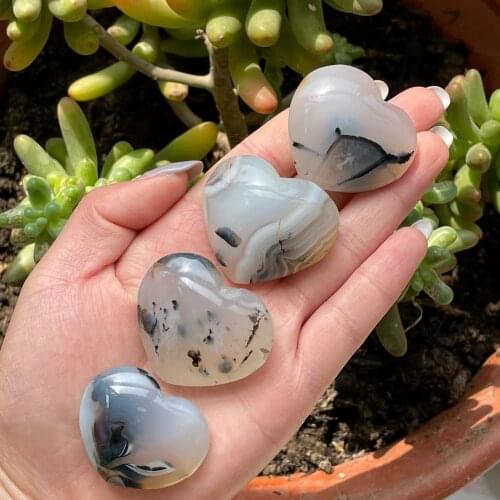 3pcs Natural colored agate crystal heart shape massage quartz crystal and mineral reiki healing