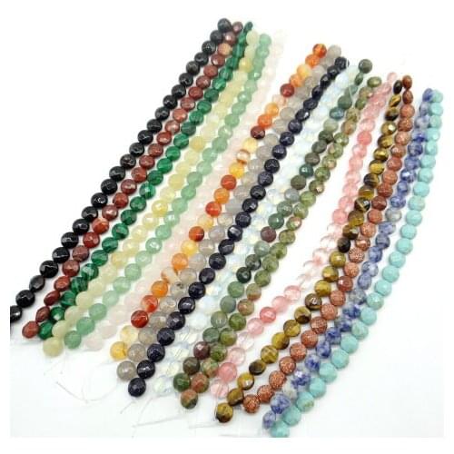 Natural stone Turquoises Quartz crystal lapis tiger ey Opal Round section beads pendant Jewelry making necklace Accessories25pcs