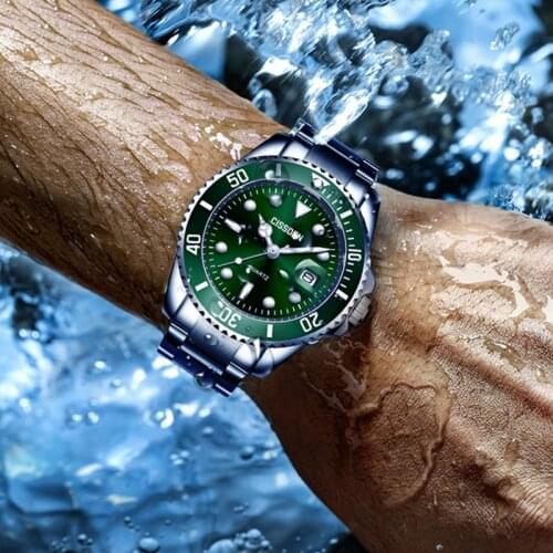 CISSDEN 2021 New Relogio Masculino 40MM Quartz Chronograph Sport Stainless Steel Clock Calendar Waterproof Luminous