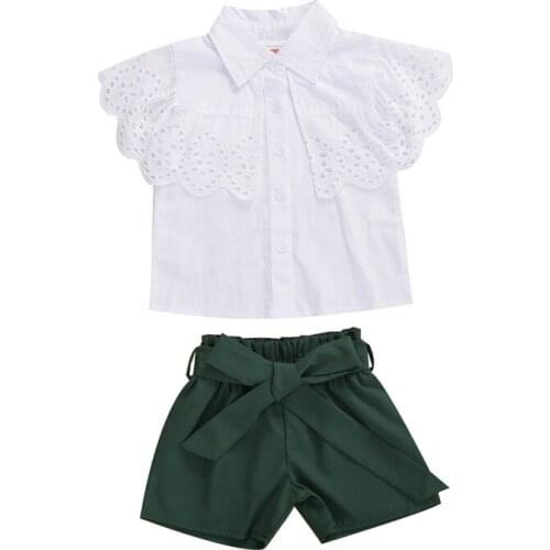 1-7T Toddler Kid Baby Girl Clothes set Summer Lace Top and Shorts set Elegant Cute Sweet princess Beach Infant outfit