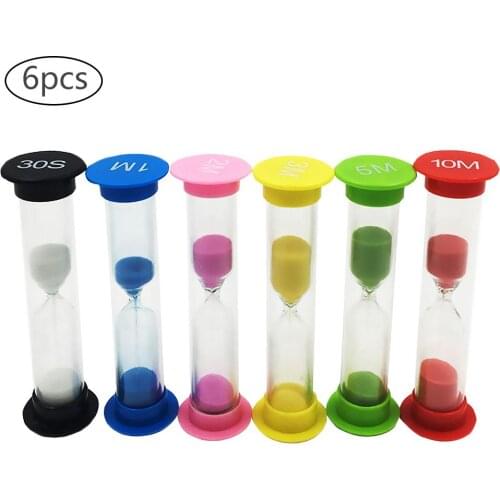6 PCS Sand Timer Innovative Hourglass Sand Clock 30sec 1min 2mins 3mins 5mins 10mins Sandglass Toy For Kid Home Decoration