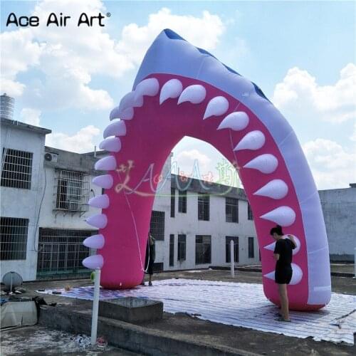 Customized Giant animal head arch inflatable shark arch air shark head model archway for Ocean Park