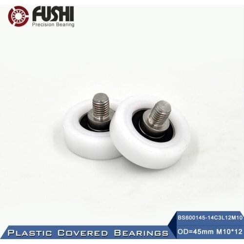 6001 2RS Screw Pulley Bearing OD 45 mm M10*12 ( 2 PCS ) Doors and Windows Roller Mute Wheel POM 6001 RS Plastic Covered Bearings