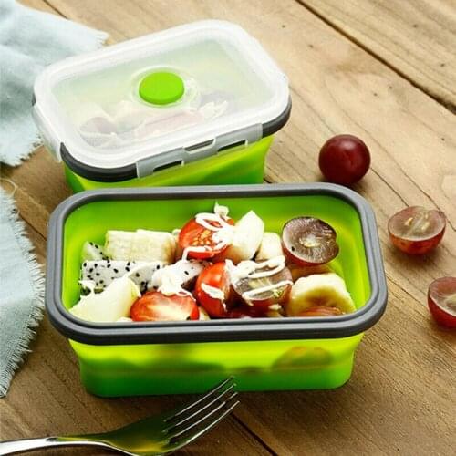 4pcs Portable Silicone Collapsible Folding Lunch Box Travel Food Storage Container Outdoor Easy To Use Reusable Multi-Purpose