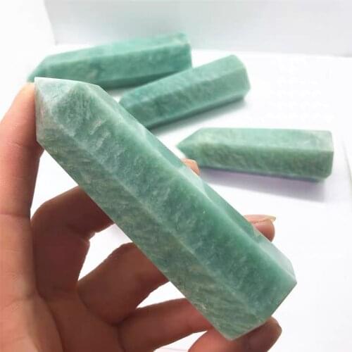 1PCS Natural Polished Sky Blue Amazonite Stone Tower Amazonite Obelisk Healing Crystal Point