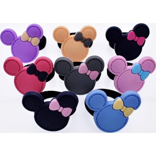 10 Pcs Children Girls Colorful Mouse Shaped Bowknot Rubber Hair Bands Elastic Hair Ties Accessories Party Gift