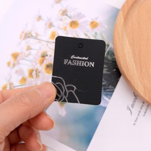 New Design 3.5*4.5cm 100pcs/lot Black Paper Earrings Jewelry Rose Print Card Display Package Cards Hangers Tags Can Custom Logo