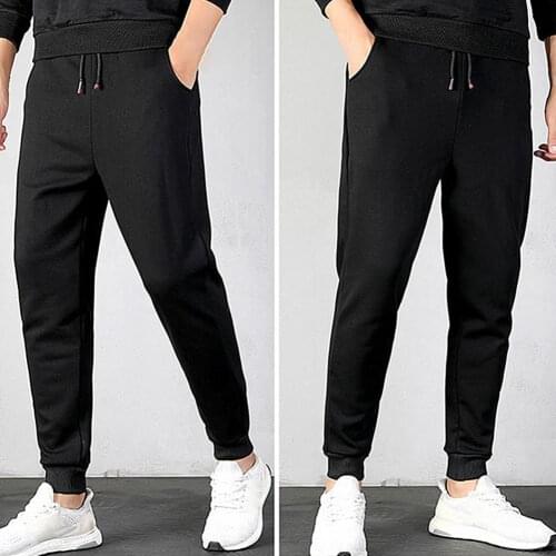 Sweatpants Pants For Men Winter Men Ankle Tied Drawstring Plush Liner Sport Pants Sweatpants Trousers Men Pants Trousers Men