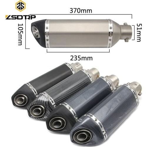 ZSDTRP Universal 51mm Motorcycle Exhaust Modified Scooter Exhaust Muffle With DB Killer for GY6 FZ6 MSX125 ATV Dirt Bike